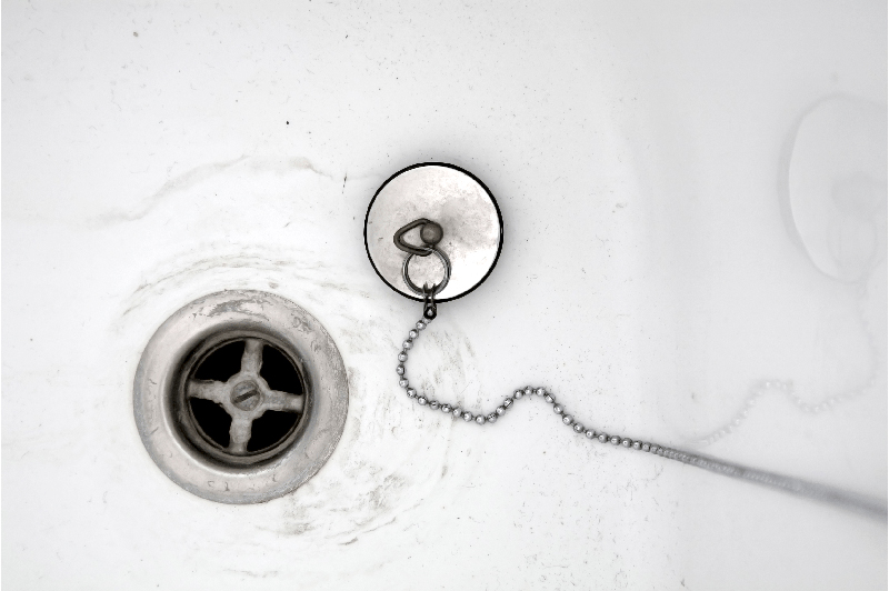 Dirty sink drain with stopper