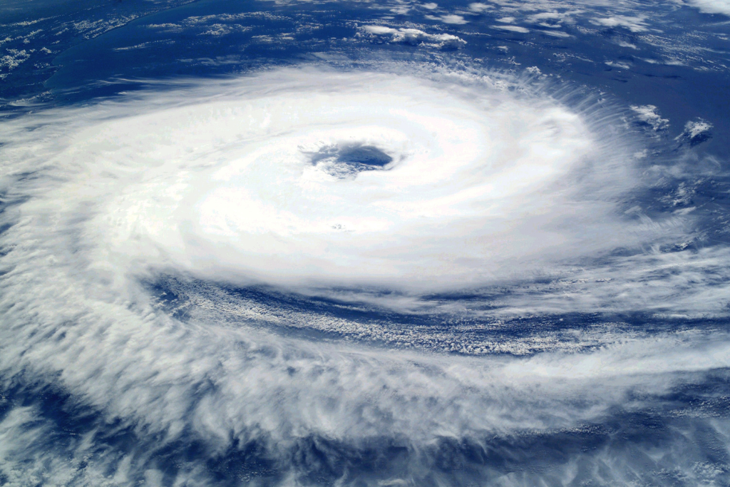 a satellite image of a hurricane in the ocean