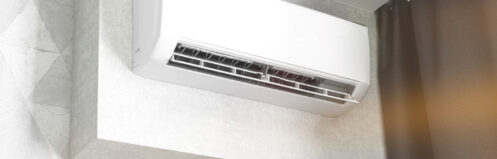 mini split mounted on wall