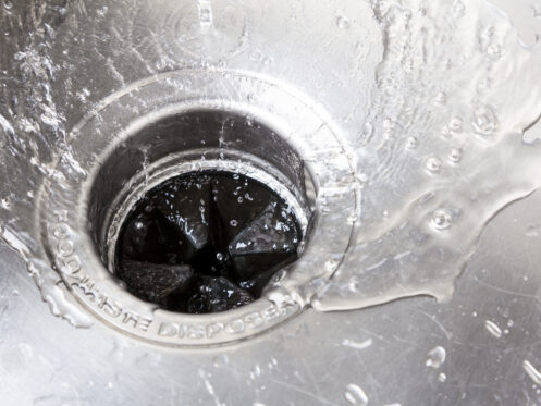 kitchen sink with garbage disposal
